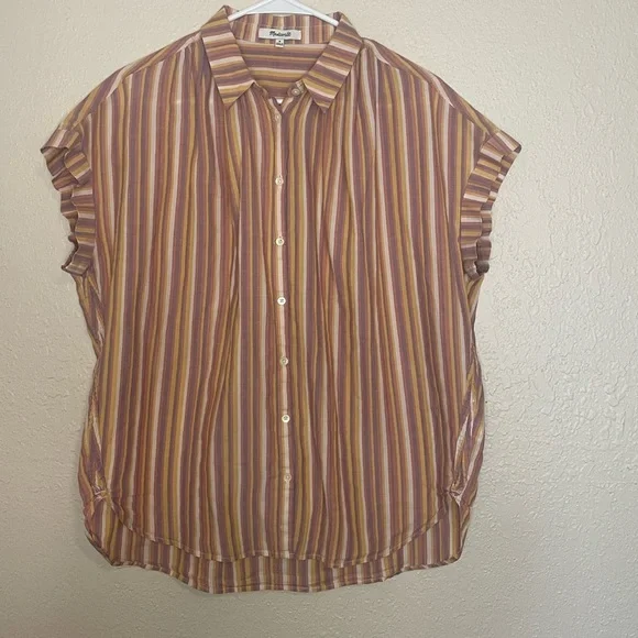 Madewell Multicolor Striped Short Sleeve Shirt - Picture 2 of 2